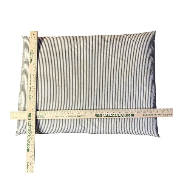 Vintage Handmade Feather Pillow Farmhouse Blue Ticking Used - Picture 4 of 16